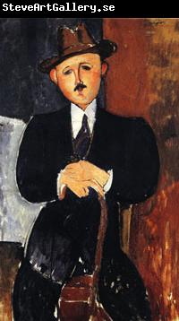 Amedeo Modigliani Seated man with a cane